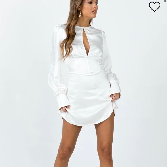 Princess Polly Dresses & Skirts - Princess Polly satin long sleeve mini dress white